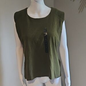 Banana Republic Green Sleeveless Boxy Muscle Tee